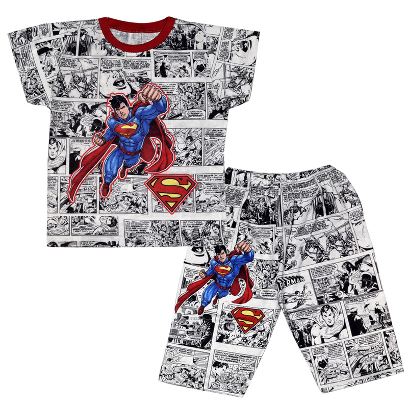 ست تی شرت و شلوارک پسرانه مدل سوپرمن کد 824
