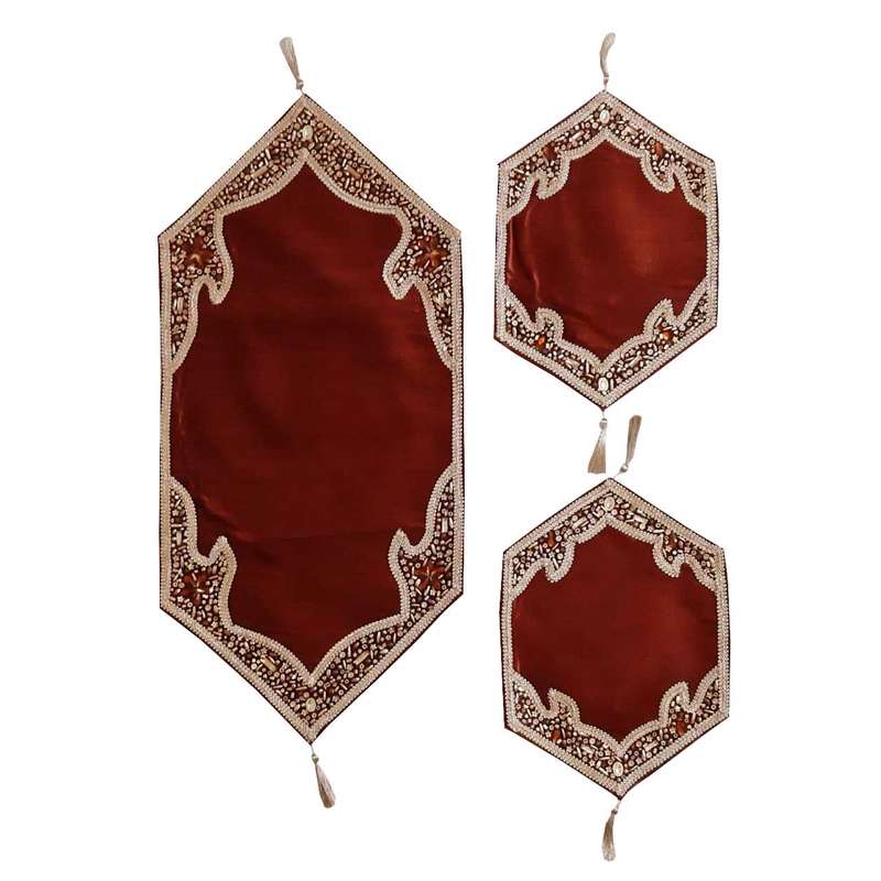 رومیزی مدل  سنگ دوزی A-777 مجموعه 3 عددی
