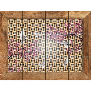 تایل سقفی آسمان مجازی طرح کبوتر و شکوفه کد 221 سایز 60x60 سانتی متر مجموعه 12عددی