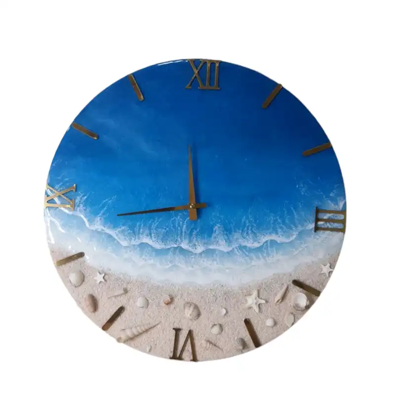 ساعت دیواری رزینی طرح دریا و ساحل