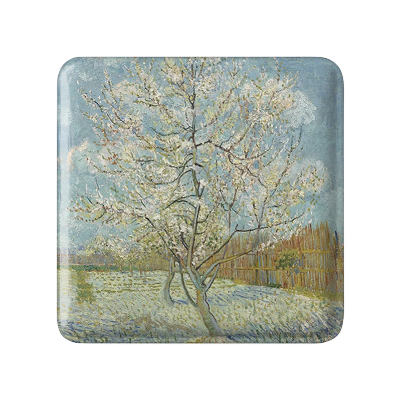 مگنت خندالو طرح درخت هلو صورتی ونسان ونگوگ (Van Gogh) مدل مربعی کد 36806