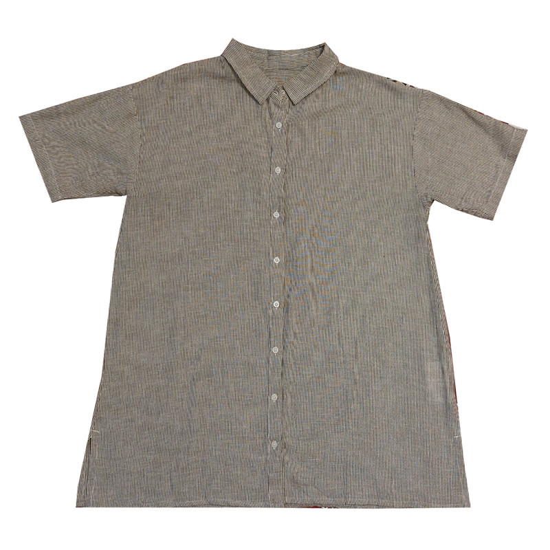 شومیز آستین کوتاه یقه برگردان زنانه مدل راه راه چاکدار