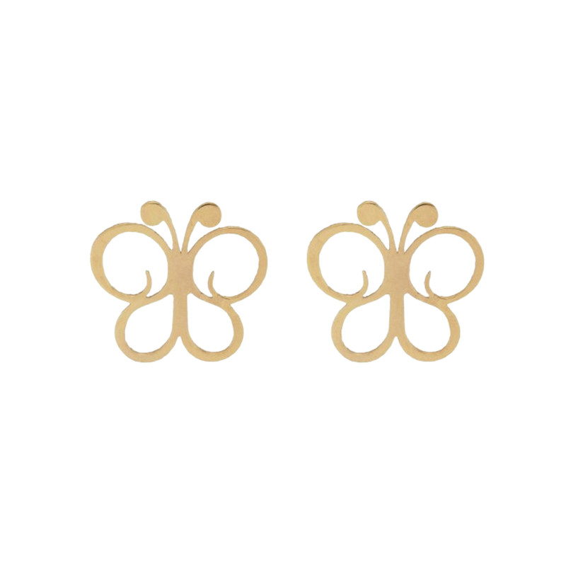 گوشواره میخی طلا 18 عیار زنانه گالری قو طلایی مدل  پروانه دیزنی