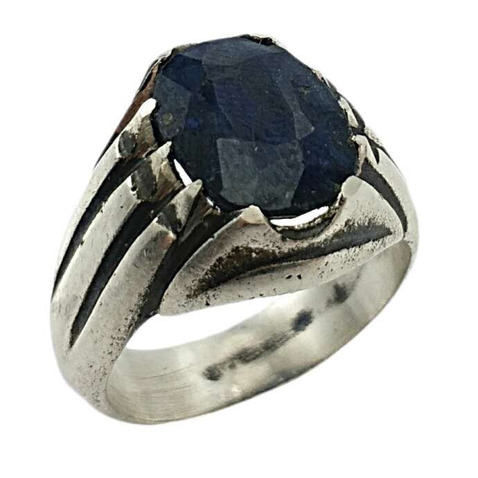 انگشتر نقره مردانه مدل یاقوت کبود کد 3526012