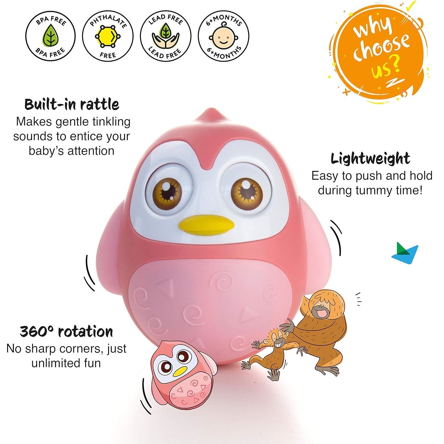 جغجغه هانگر مدل پنگوئن تعادلی طرح Roly Poly Penguin  -  - 4