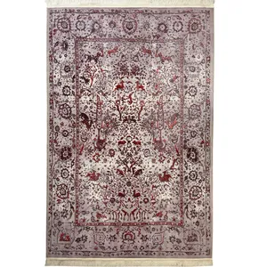 فرش ماشینی 1200 شانه زمینه کرم حاشیه نارنجی کد 711700