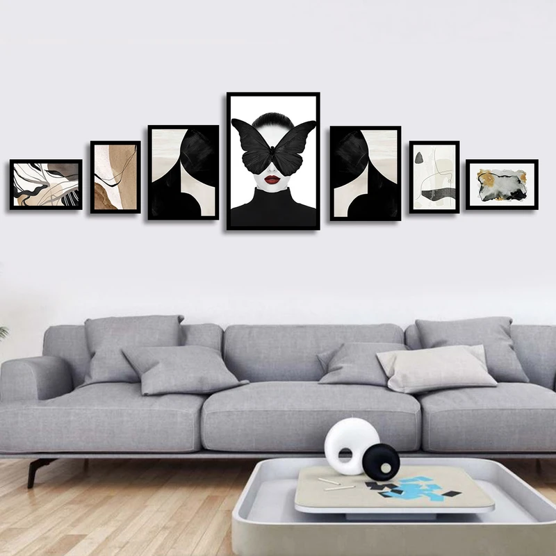 تابلو بکلیت طرح نقاشی مدرن مینیمال و آبستره مدل B-1783 مجموعه 7 عددی