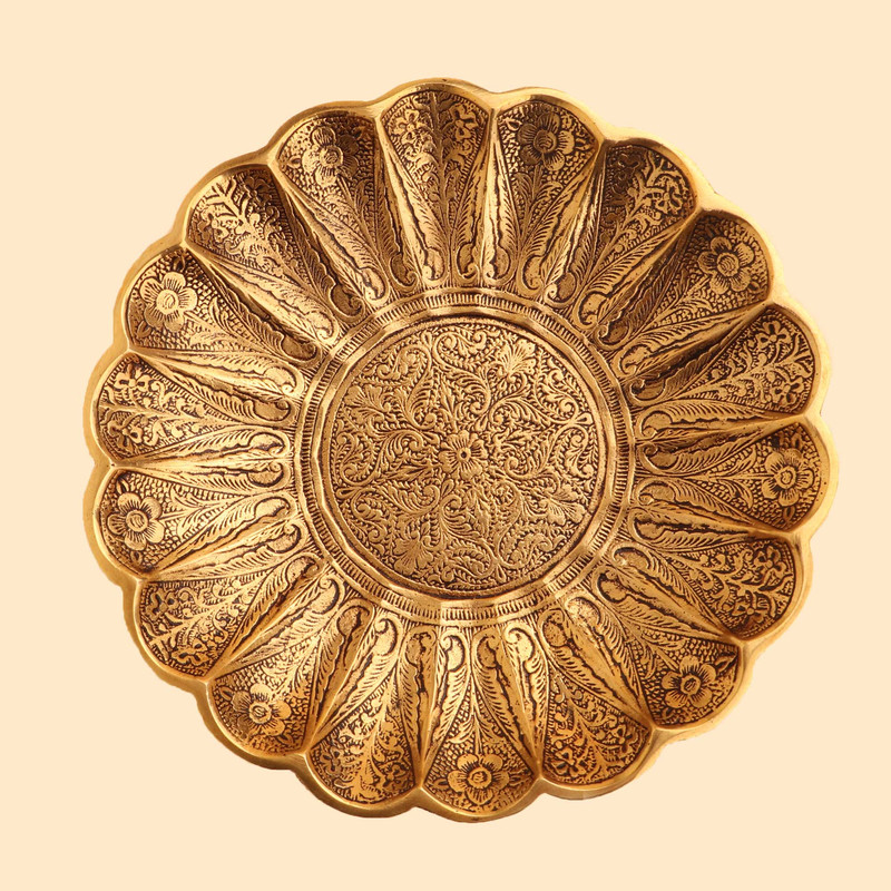 اردو خوری برنجی مدل گل 3056