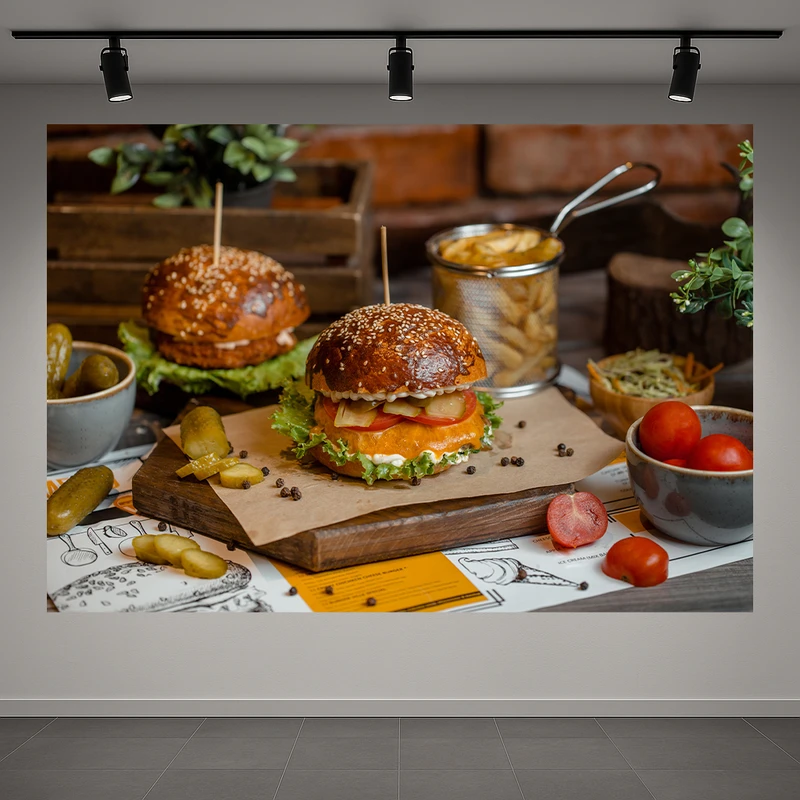 تابلو بوم طرح مخمل فست فود مدل چیز برگر کد AR3059687