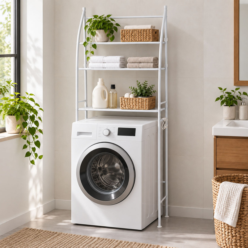 استند و قفسه نگهدارنده حمام لومیز مدل شلف ماشین لباسشویی کد Tm-093