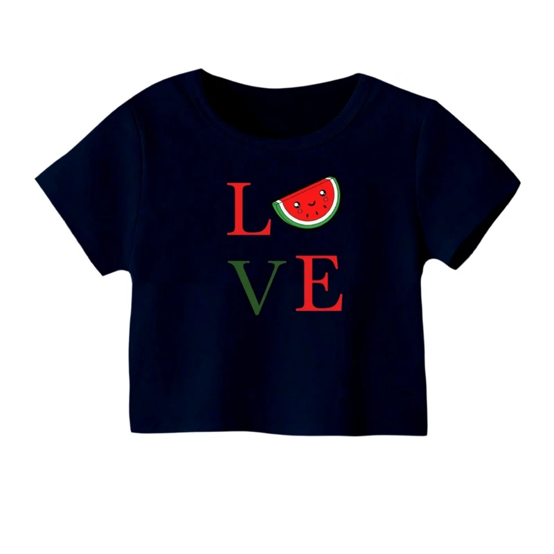 کراپ‌ تی‌شرت آستین کوتاه زنانه مدل نوشته یلدایی کد 7