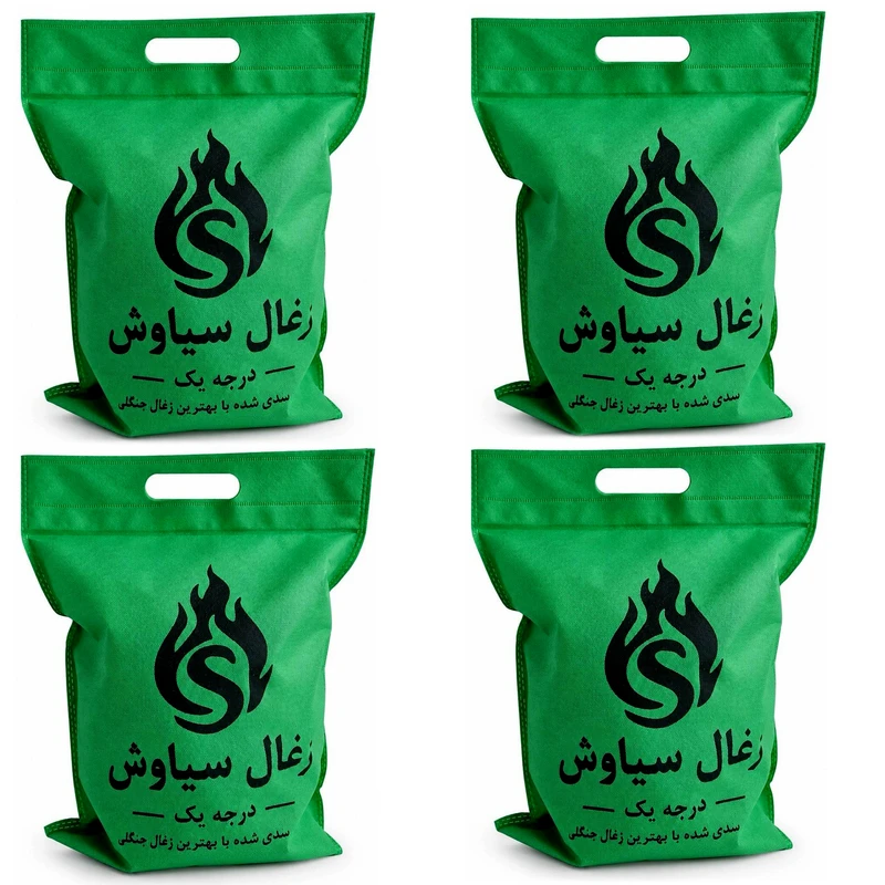 زغال کبابی سیاوش مدل P1004 وزن 1000 گرم بسته 4 عددی