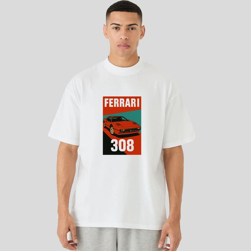 تی شرت مردانه آستین سه ربع پنبه دورو مدل FERRARI