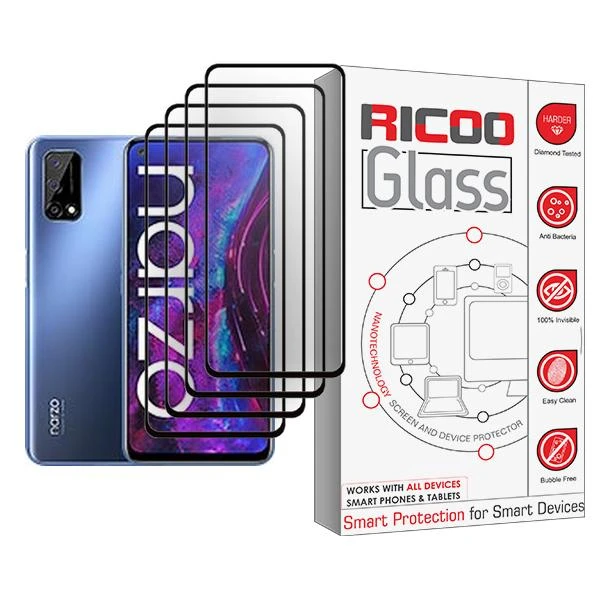 محافظ صفحه نمایش ریکو مدل Ricoo Glass MIX004 مناسب برای گوشی موبایل ریلمی Narzo 30 Pro 5G بسته چهار عددی