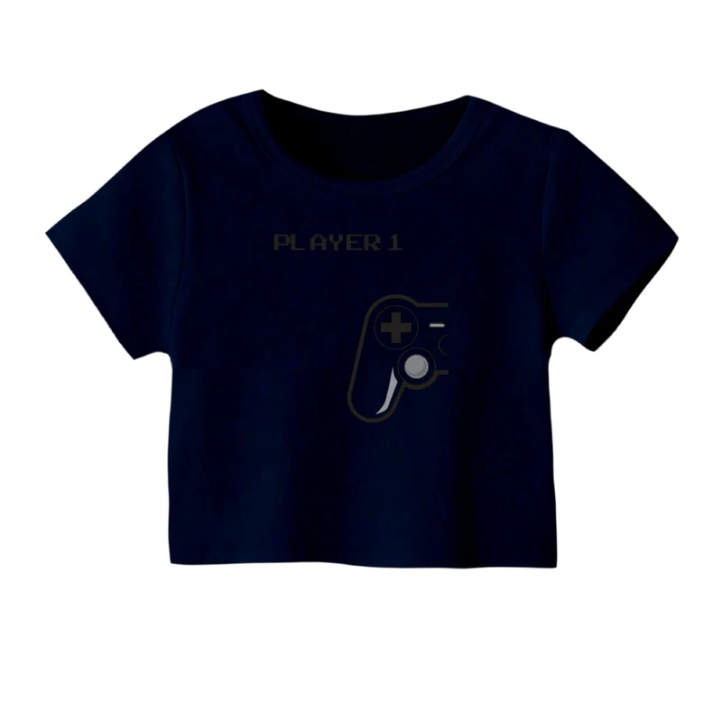 کراپ‌ تی‌شرت آستین کوتاه زنانه مدل دسته بازی کد 2