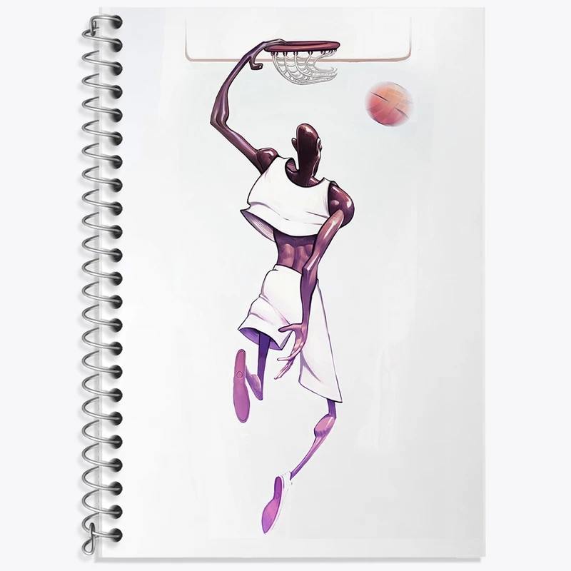 دفتر زبان 50 برگ خندالو مدل دو خط طرح بسکتبال (Basketball) کد F1677