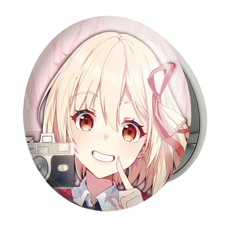 آینه جیبی خندالو طرح چیساتو انیمه لیکوریس ریکویل Lycoris Recoil مدل تاشو کد 23089 