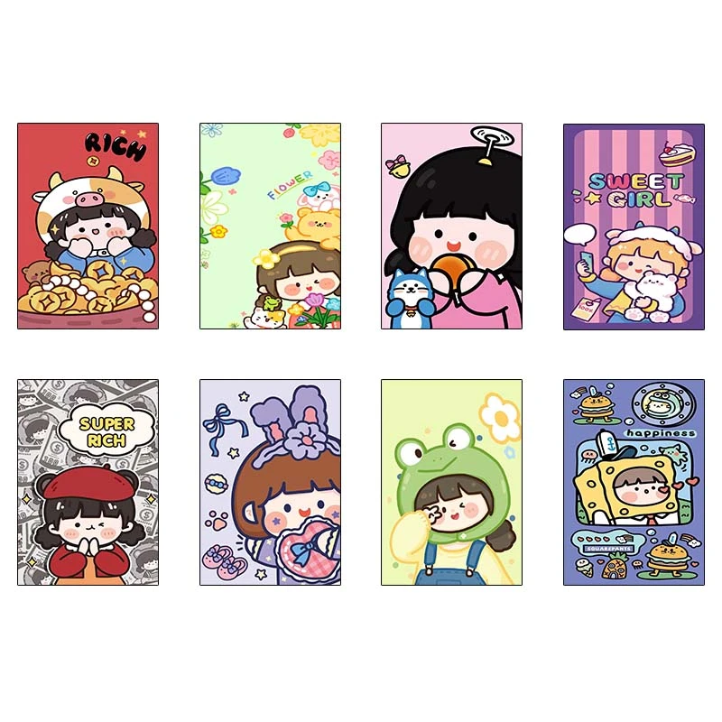 پوستر کارنيکا طرح دختر خندون Smiling Girl کد 73681 مجموعه 8 عددی