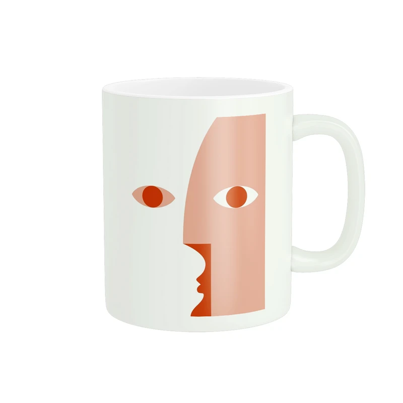 ماگ پاد آفرین مدل نقاشی مینیمال صورتک کد 226