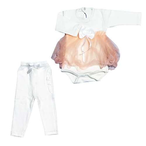ست بادی و شلوار نوزادی مدل عروس