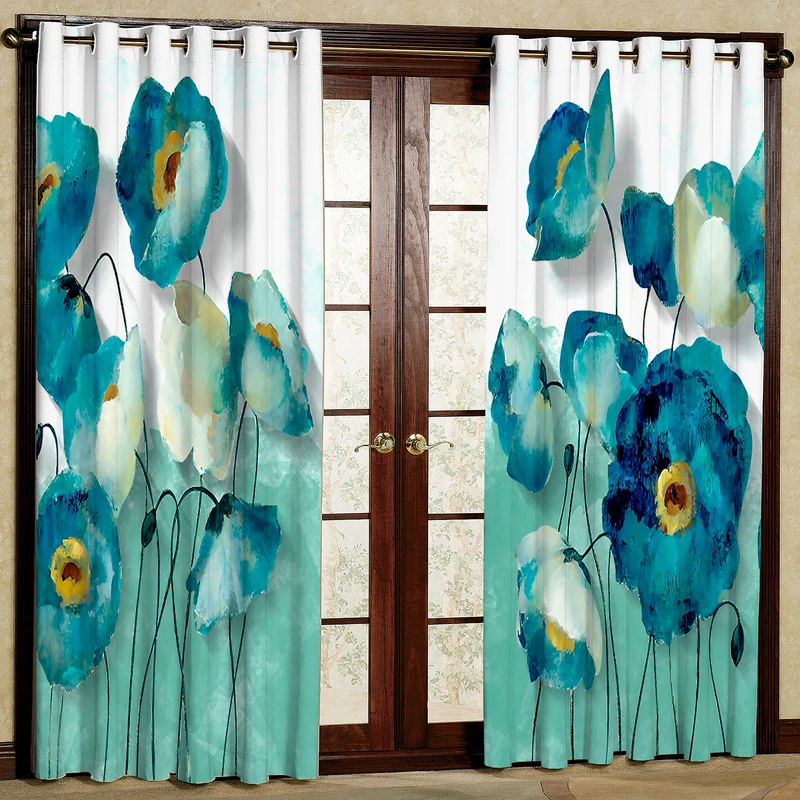  پرده بارمان دکور طرح گل مدل هازان پانچی کد 80-4779 W سایز 140x280 سانتی متر