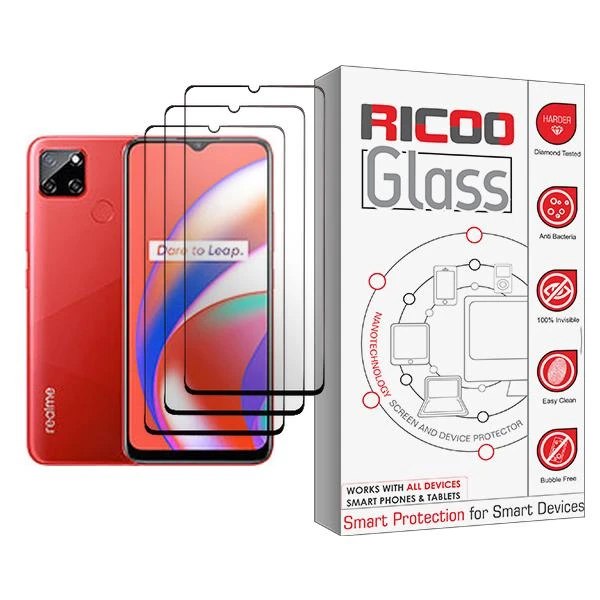 محافظ صفحه نمایش ریکو مدل Ricoo Glass MIX003 مناسب برای گوشی موبایل ریلمی C12 بسته سه عددی
