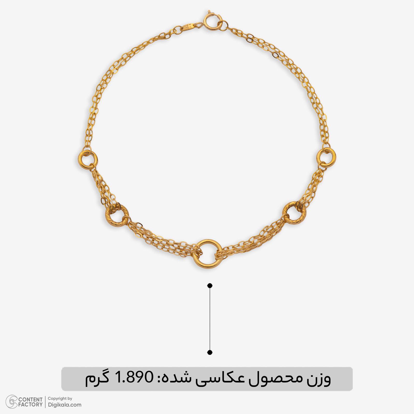 دستبند زنجیری طلا 18 عیار زنانه نگین مدل 102 -  - 5
