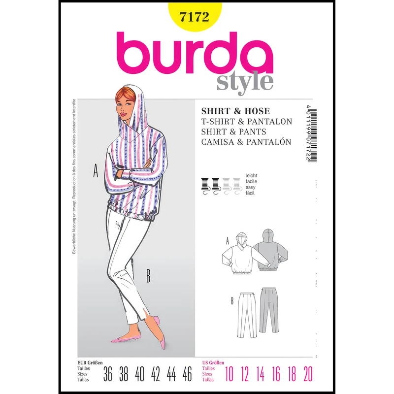 الگو خیاطی سوییشرت و شلوار زنانه بوردا استایل کد 7172 سایز 36 تا 46 متد مولر