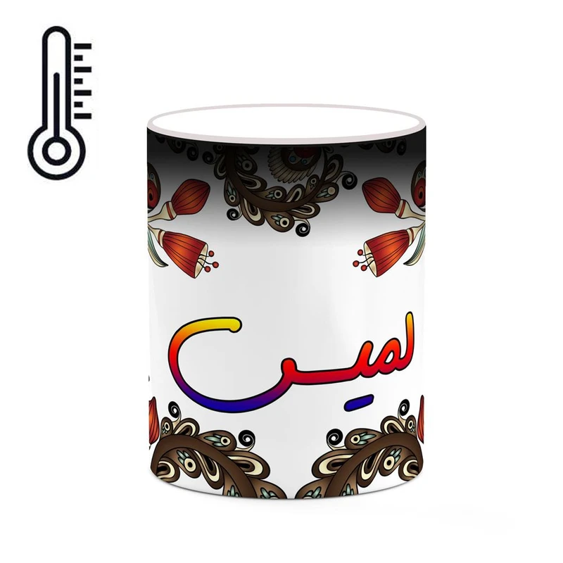 ماگ حرارتی کاکتی مدل اسم لمیس طرح سنتی گل و بته کد mgh46906