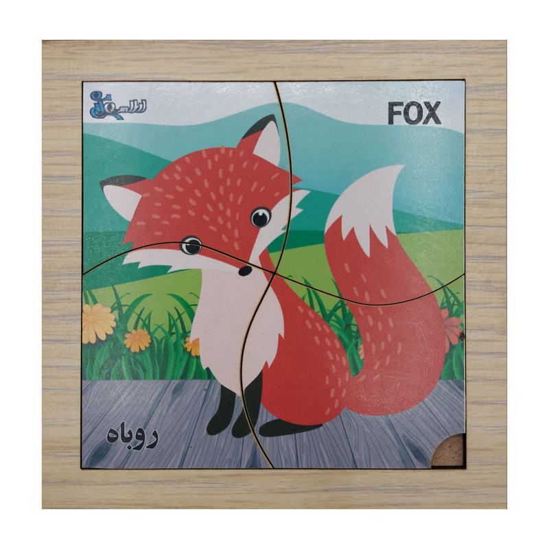 پازل 4 تکه اطلس آبی طرح حیوان روباه مدل p4-015