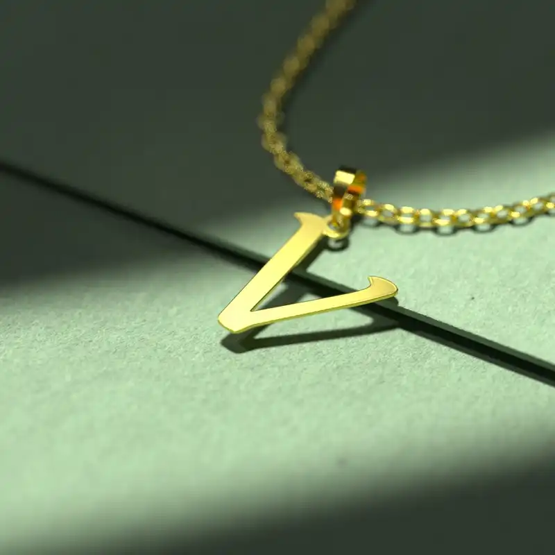 گردنبند طلا 18 عیار زنانه مدوپد مدل حرف V کد H3-1-1334