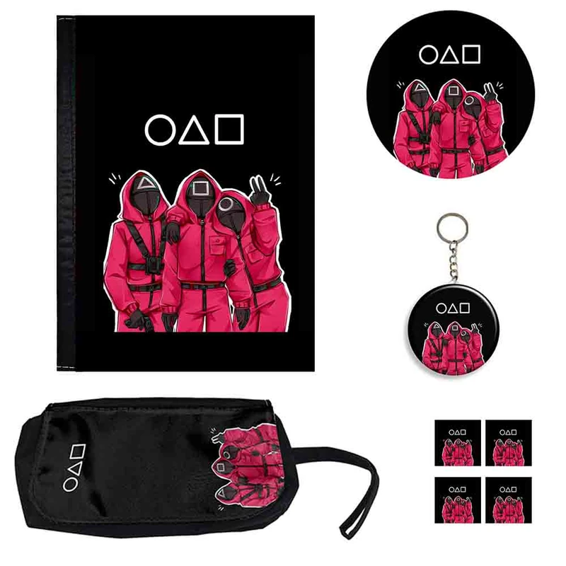 ست لوازم التحریر طرح اسکویید گیم مدل Squid Game کد 01 بسته 8 عددي