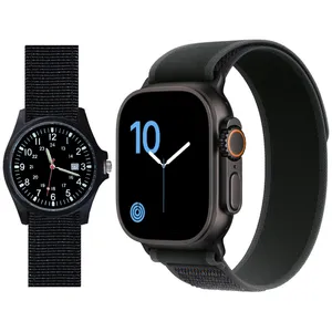 ساعت هوشمند 2.02 اینچی ویکتوری مدل HX9 ULTRA 2 با بند پارچه ای به همراه ساعت مچی