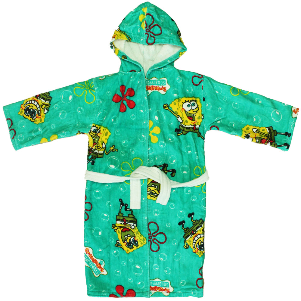 حوله پالتویی کودک ماهان طرح باب اسفنجی سایز 90x100 سانتی متر