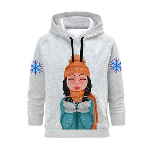 هودی زنانه مدل دختر کد B162 رنگ طوسی