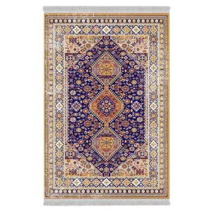 فرش پارچه‌ای دفه مدل فرشینه شانل مخمل ترک طرح فانتزی کد 90272