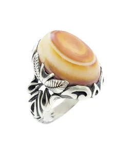 انگشتر نقره مردانه مدل عقیق سه پوست کد 41626  