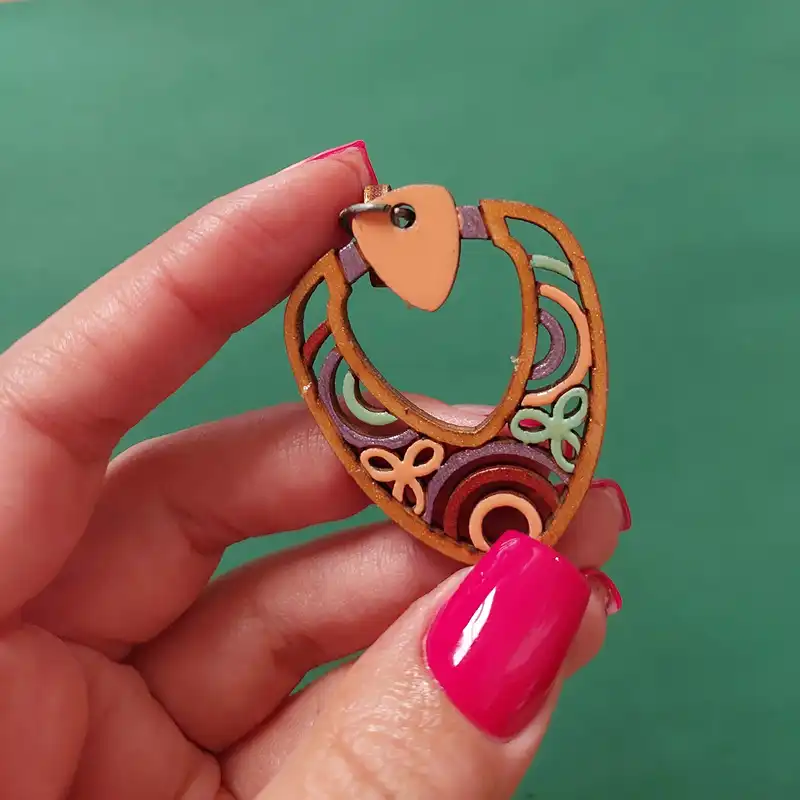 گوشواره زنانه مدل چوبی طرح انتزاعی کد EP005