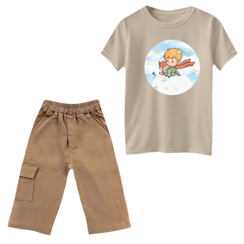 ست تی‌شرت و شلوارک پسرانه مدل شازده کوچولو و روباه کد 8