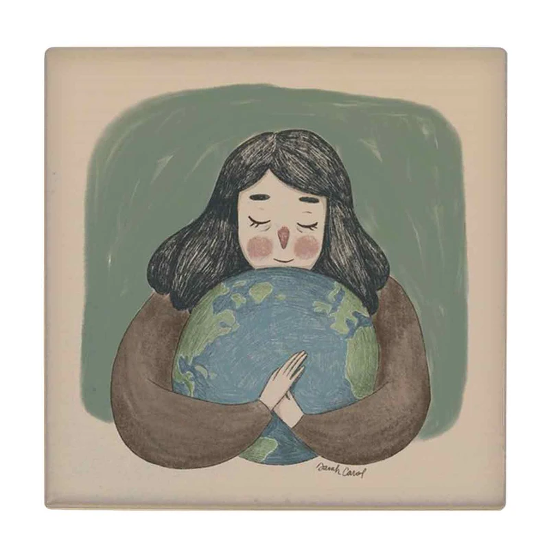 زیر لیوانی طرح دختر و کره زمین کد    3602332_1413