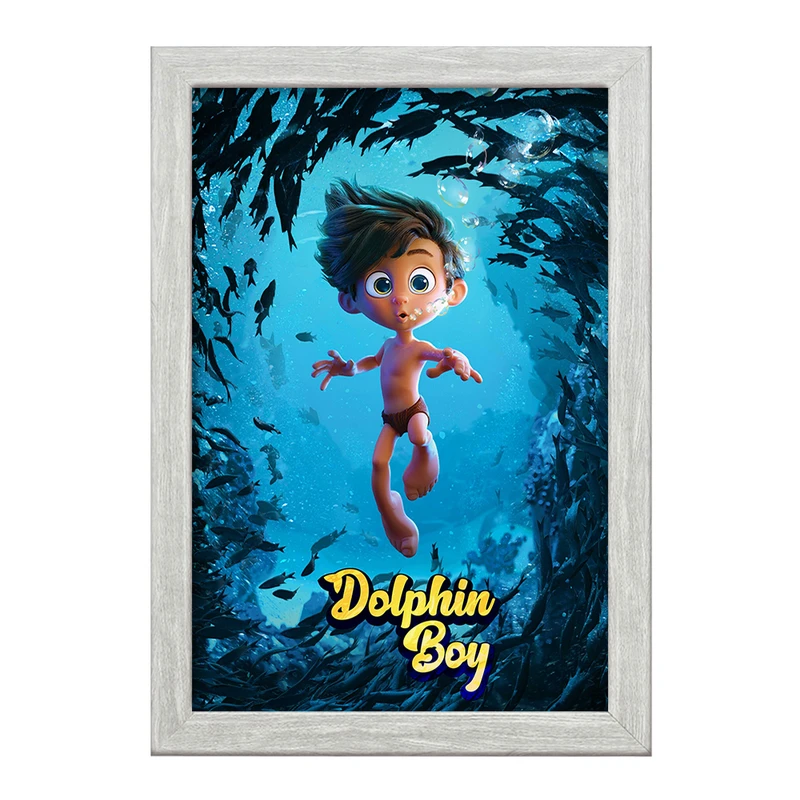 تابلو خندالو طرح انیمیشن پسر دلفینی کد 26714