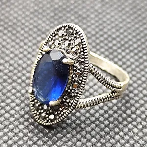 انگشتر نقره زنانه مدل یاقوت کبود کد 294