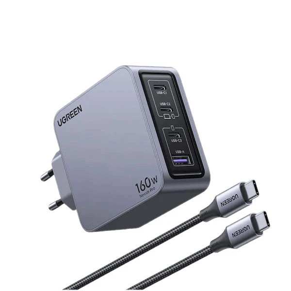 شارژر دیواری 160 وات یوگرین مدل X763-25877 به همراه کابل تبدیل USB-C