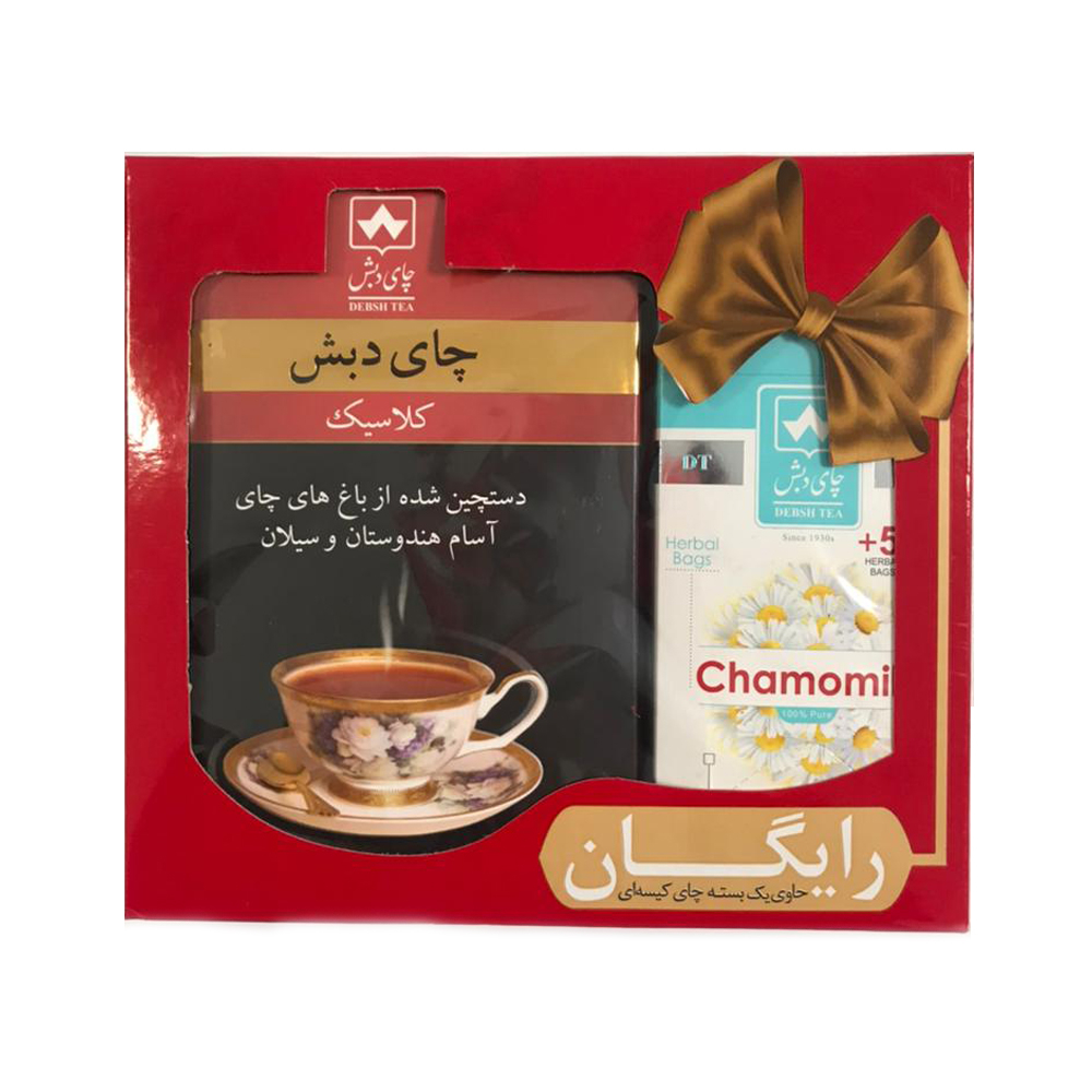 چای کلاسیک چای دبش - 500 گرمی و دمنوش کیسه ای بابونه دبش بسته 25 عددی