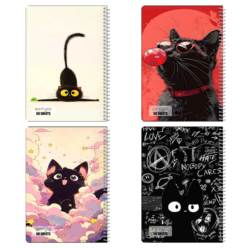 دفتر نقاشي 50 برگ کارنيکا طرح گربه Cat کد 34205 مجموعه 4 عددی