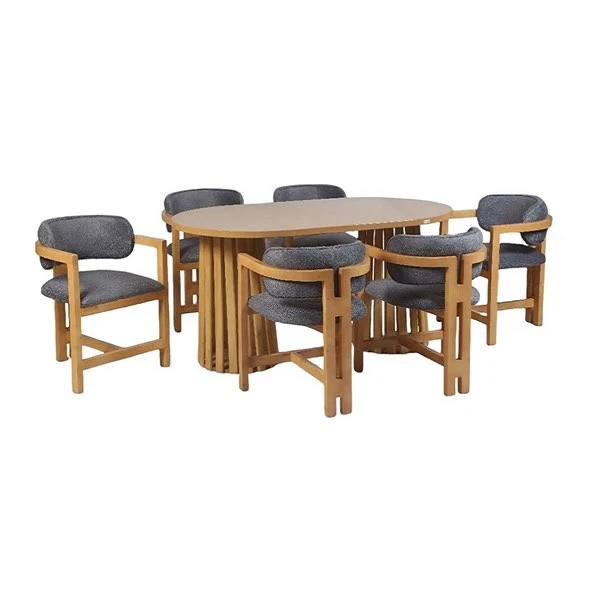 میز و صندلی ناهارخوری شش نفره گالری آدرینو مدرن مدل حصیری 