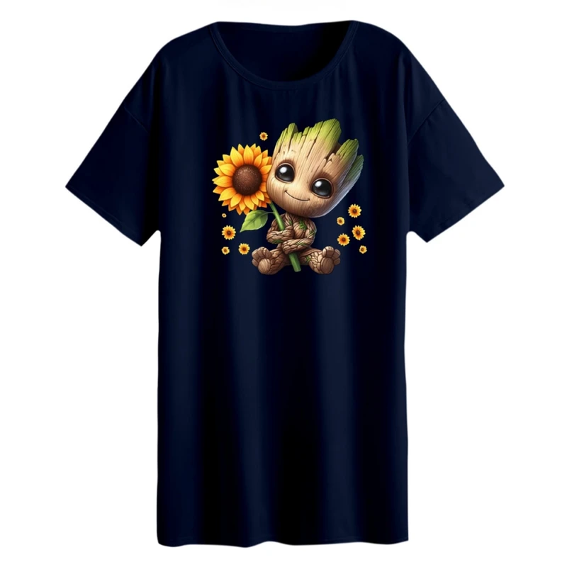 تی شرت لانگ زنانه مدل گروت و آفتاب گردان