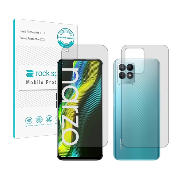 محافظ صفحه نمایش شفاف راک اسپیس مدل HyGEL مناسب برای گوشی موبایل ریلمی Narzo 50 به همراه محافظ پشت گوشی