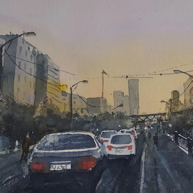 نقاشی آبرنگ طرح پل کالج کد 113