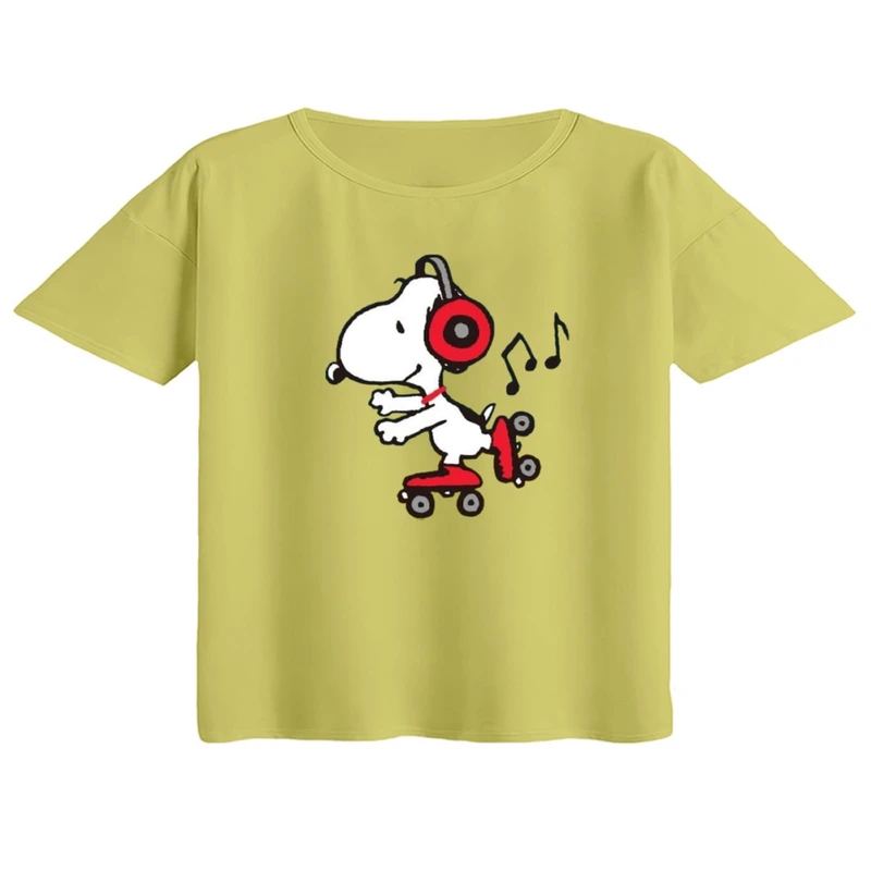 کراپ تی‌شرت آستین کوتاه زنانه مدل اسنوپی کد ۵۱